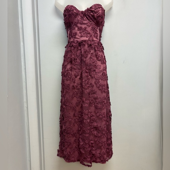 Lulus Quite Perfect Purple Floral Embroidered Strapless Midi Dress NWT XXL - Picture 4 of 11